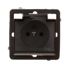 SONATA Gniazdo hermetyczne pojedyncze ecru z/u 16A IP44 z przesłonami GPH-1RZP/m/27/d
