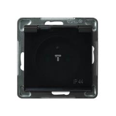 SONATA Gniazdo hermetyczne pojedyncze czarny metalik z/u 16A IP44 z przesłonami GPH-1RZP/m/33/d
