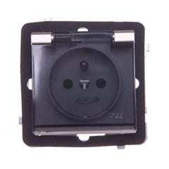 SONATA Gniazdo hermetyczne pojedyncze szampański złoty z/u 16A IP44 z przesłonami GPH-1RZP/m/39/d