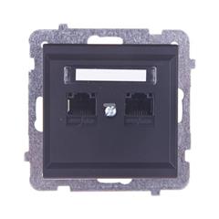 SONATA Gniazdo komputerowe podwójne 2xRJ45 kat.5e czarny metalik KRONE GPK-2R/K/m/33