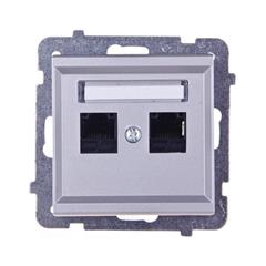 SONATA Gniazdo komputerowe podwójne 2xRJ45 kat.5e srebro mat KRONE GPK-2R/K/m/38