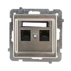 SONATA Gniazdo komputerowe podwójne 2xRJ45 kat.5e stal inox KRONE GPK-2RM/K/m/37