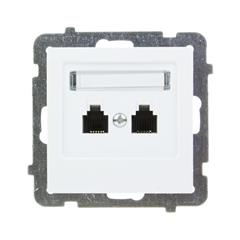 AS Gniazdo telefoniczne podwójne niezależne białe GPT-2GN/m/00