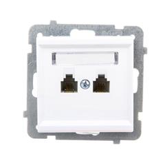 SONATA Gniazdo telefoniczne podwójne RJ11 niezlaeżne białe GPT-2RN/m/00