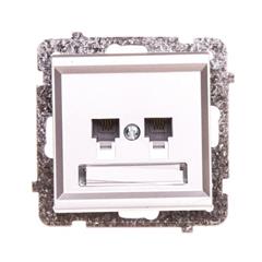 SONATA Gniazdo telefoniczne podwójne RJ11 niezlaeżne srebro mat GPT-2RN/m/38