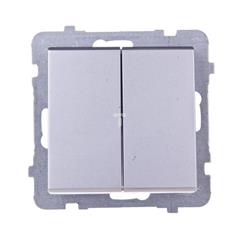 SONATA Łącznik schodowy podwójny 16AX srebro mat IP20 ŁP-10R/m/38