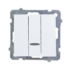 AS Łącznik potrójny z podświetleniem biały ŁP-13GS/m/00