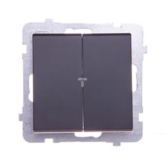 SONATA Łącznik podwójny zwierny 10AX czarny metalik IP20 ŁP-17R/m/33