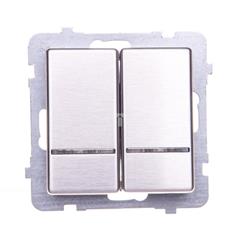 SONATA Łącznik świecznikowy 16AX stal inox IP20 z podświetleniem ŁP-2RMS/m/37