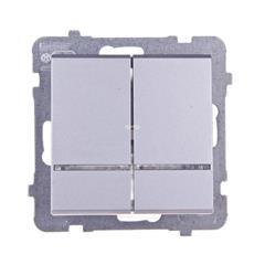 SONATA Łącznik świecznikowy 16AX srebro mat IP20 z podświetleniem ŁP-2RS/m/38