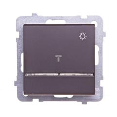 SONATA Przycisk światło 10AX czekoladowy metalik IP20 z podświetleniem ŁP-5RS/m/40