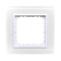 SONATA Ramka pojedyncza białe szkło i biała ramka pozioma i pionowa R-1RGC/31/00