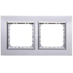 SONATA Ramka podwójna aluminium i srebrna ramka pozioma i pionowa matal R-2RAC/35/38