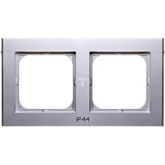 SONATA Ramka podwójna srebro mat pozioma i pionowa IP44 RH-2R/38