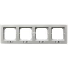 SONATA Ramka poczwórna srebro mat pozioma i pionowa IP44 RH-4R/38