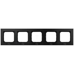 SONATA Ramka pięciokrotna czarny metalik pozioma i pionowa IP44 RH-5R/33
