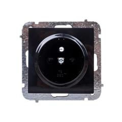 Sentia Gniazdo pojedyncze z/u 16A IP20 z przesłonami czarny połysk 1434-58