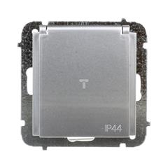 Sentia Gniazdo hermetyczne pojedyncze z/u 16A IP44 z przesłonami srebrny połysk 1436-56