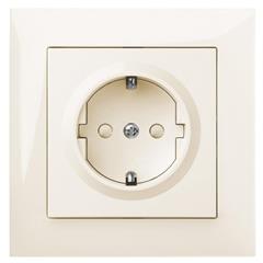 Sentia Gniazdo Schuko pojedyncze 16A z przesłonami kremowe 1437-11