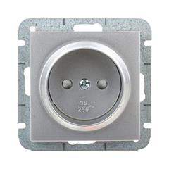 Sentia Gniazdo pojedyncze b/u 16A z przesłonami srebrny połysk 1440-56