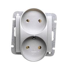 Sentia Gniazdo podwójne b/u 16A srebrny połysk 1444-56