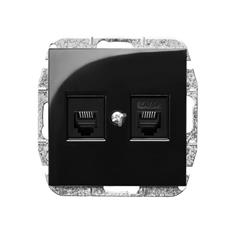 Sentia Gniazdo telefoniczne podwójn RJ11 czarny połysk 1451-58