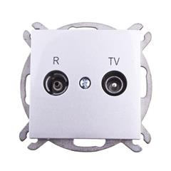 Sentia Gniazdo antenowe RD/TV przelotowe 14dB srebrny połysk 1455-56