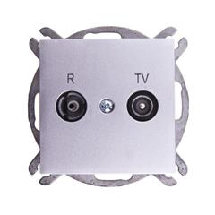 Sentia Gniazdo antenowe RD/TV przelotowe 16dB srebrny połysk 1456-56