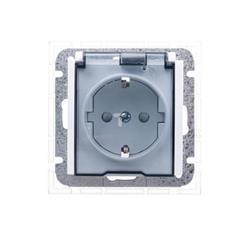 Sentia Gniazdo hermetyczne Schuko 16A IP44 z klapką transparentną z przesłonami  białe 1469-10