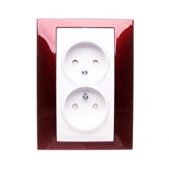 Unica Plus Gniazdo podwójne b/u z przesłoną lazur karminowy MGU63.063.851