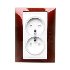 Unica Plus Gniazdo podwójne z/u z przesłoną lazur karminowy MGU63.069.851