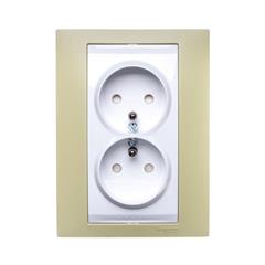 Unica Plus Gniazdo podwójne z/u z przesłoną zieleń oliwkowa MGU63.069.863