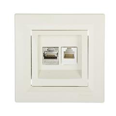 ASFORA Gniazdo teleinformatyczne kat.5e RJ45 + RJ12 kremowe EPH4900123
