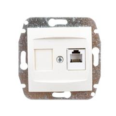 CARLA Gniazdo telefoniczne pojedyncze RJ11 kremowe 1750-11