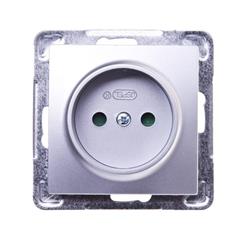 IMPRESJA Gniazdo pojedyncze b/u 16A z przesłonami srebrne GP-1YP/m/18