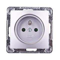 IMPRESJA Gniazdo pojedyncze z/u 16A srebrne GP-1YZP/m/18