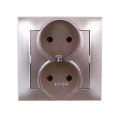 IMPRESJA Gniazdo podwójne b/u 16A tytan GP-2Y/23