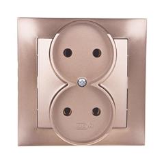 IMPRESJA Gniazdo podwójne b/u 16A złoty metalik GP-2Y/28