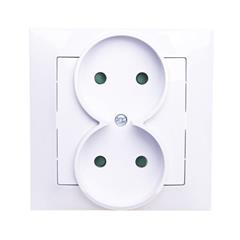 IMPRESJA Gniazdo podwójne b/u 16A z przesłonami białe GP-2YP/00