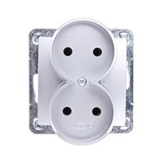 IMPRESJA Gniazdo podwójne b/u 16A srebrne GP-2YR/m/18