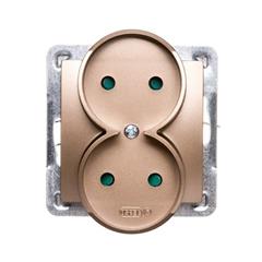 IMPRESJA Gniazdo podwójne b/u 16A z przesłonami złoty metalik GP-2YRP/m/28