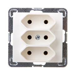 IMPRESJA Gniazdo potrójne b/u 2,5A EURO ecrue GP-3Y/m/27