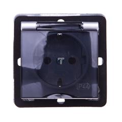 IMPRESJA Gniazdo hermetyczne z/u 16A schuko IP44 z klapką dymną srebrne GPH-1YS/m/18/d