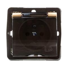 IMPRESJA Gniazdo hermetyczne z/u 16A IP44 z klapką dymną złoty metalik GPH-1YZ/m/28/d