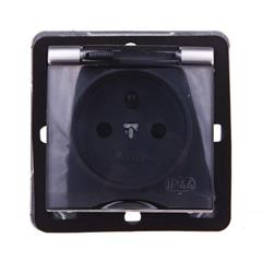 IMPRESJA Gniazdo hermetyczne z/u 16A IP44 z klapką dymną i przesłonami srebrne GPH-1YZP/m/18/d