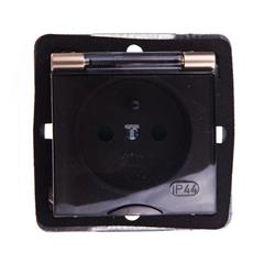 IMPRESJA Gniazdo hermetyczne z/u 16A IP44 z klapką dymną i przesłonami złoty metalik GPH-1YZP/m/28/d