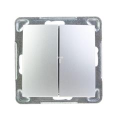 IMPRESJA Łącznik schodowy + jednobiegunowy srebrny ŁP-9Y/m/18