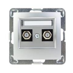 IMPRESJA Gniazdo antenowe podwójne typu F srebrne GPA-2YF/m/18