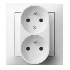 IMPRESJA Gniazdo podwójne z/u 16A z funkcja niezamienności faz białe GP-2YC/00