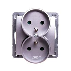 IMPRESJA Gniazdo podwójne z/u 16A srebrne GP-2YRZP/m/18